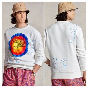 Polo Ralph Lauren NWT Logo Tie Dye Print Fleece Sweatshirt Size L,XXL